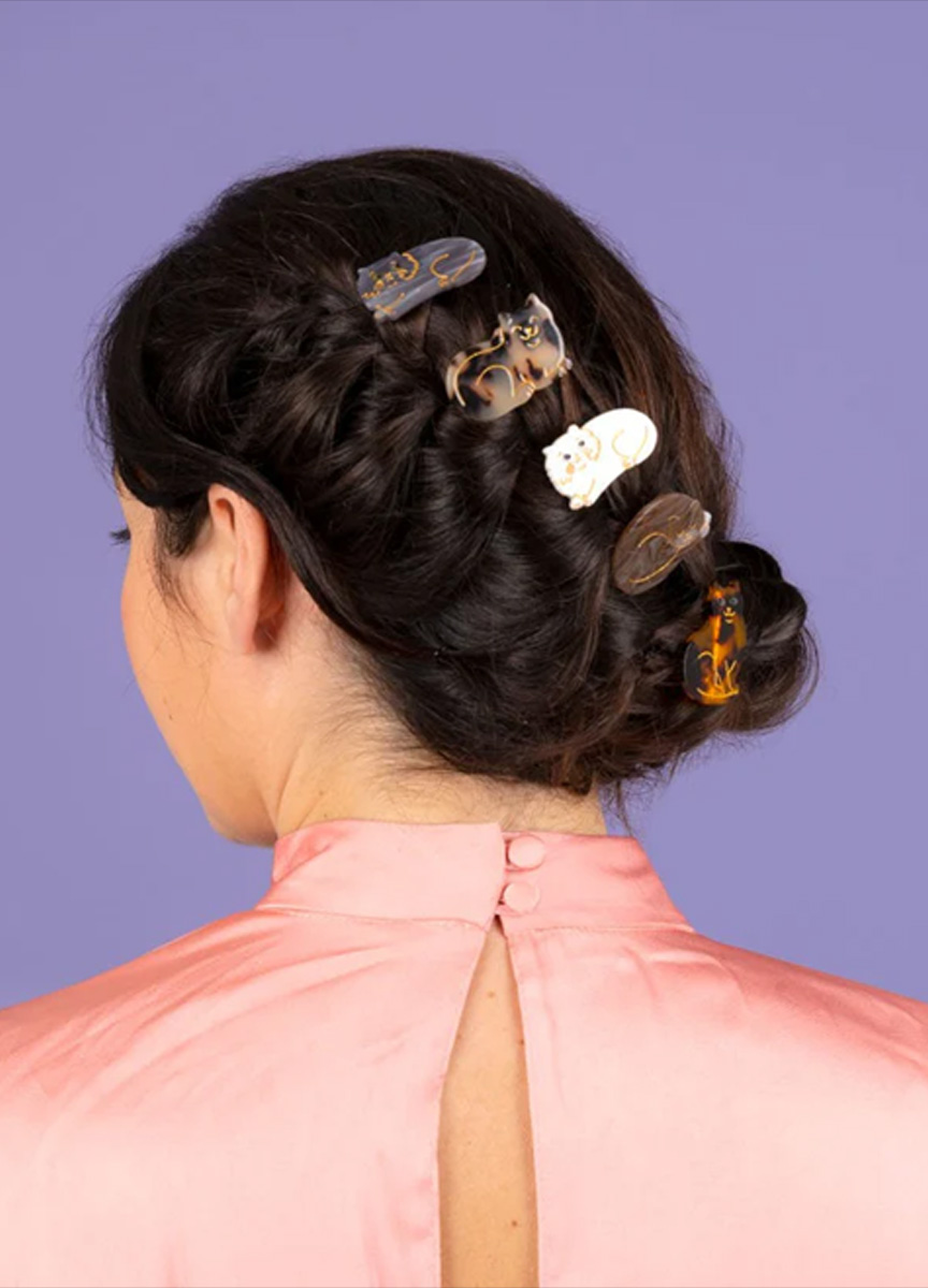 白色波斯貓小髮夾